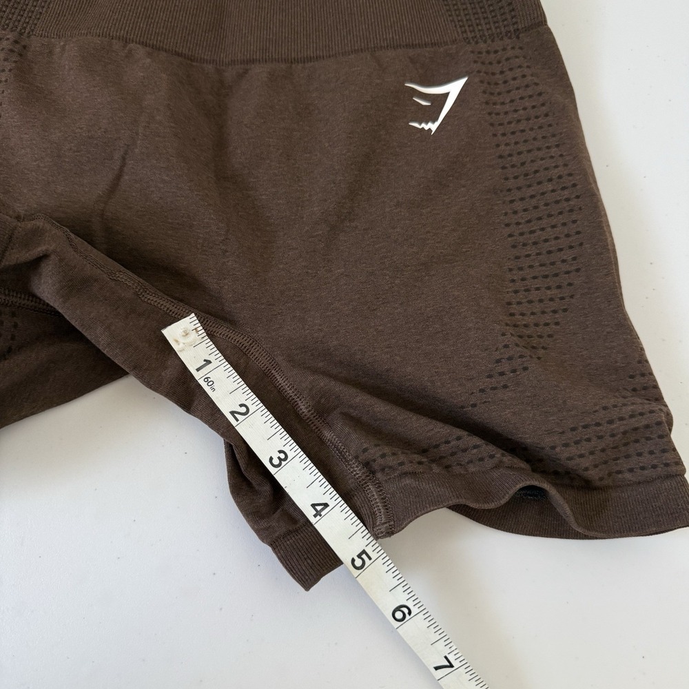 Gymshark Vital Seamless 2.0 Shorts Brown Marl Size Small 5" Inseam - Picture 5 of 6